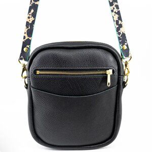 Glad and Young Black and Speckled Handmade Leather Purse, Le Metro Bag